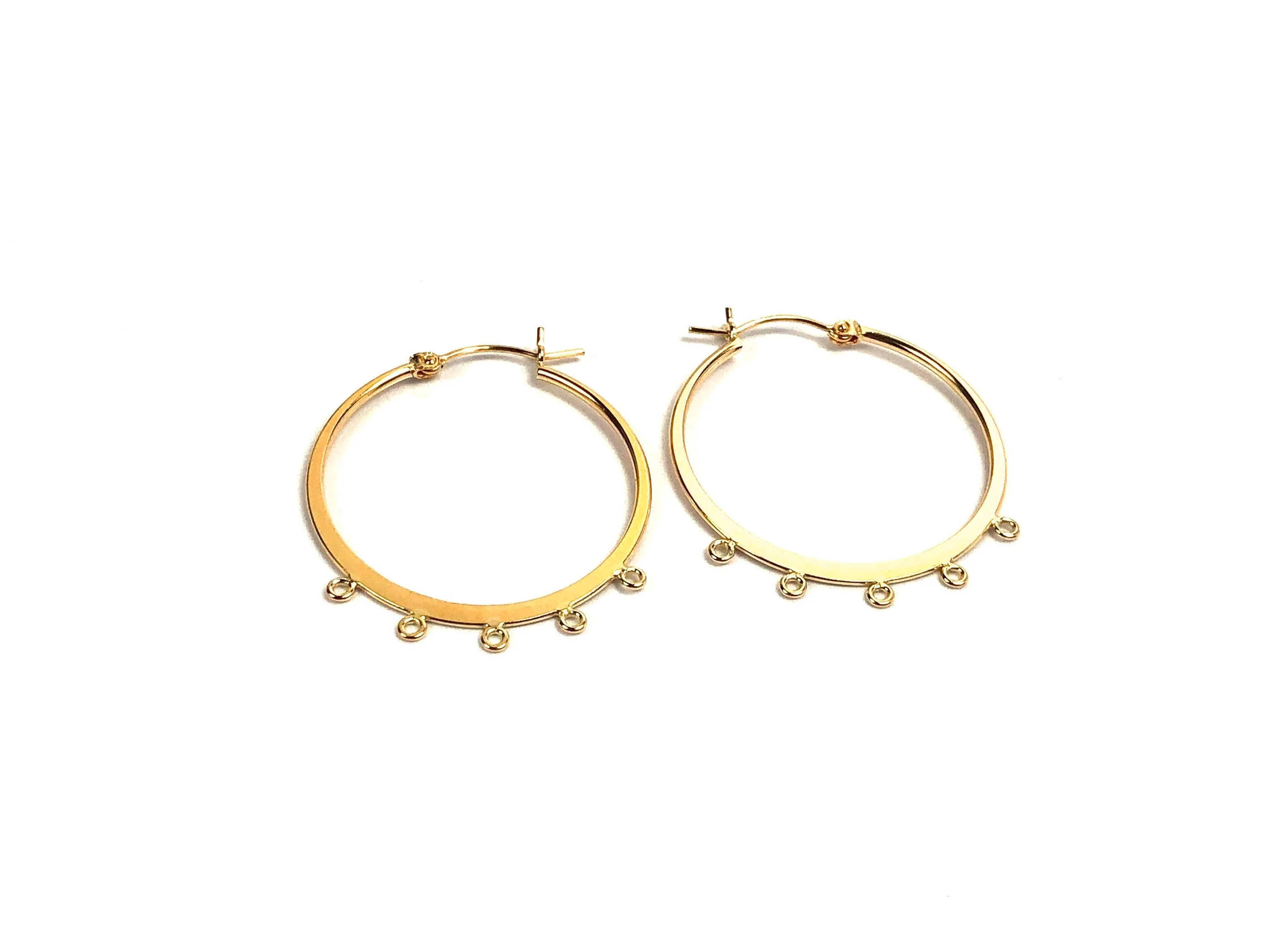 Beautiful 14kgf  flat w/ Jr GF hoop earrings with rings. 14K gold filled , SKU #065 crf 3 Flat