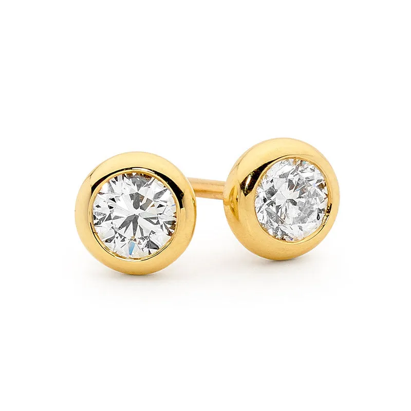 Bezel Set Diamond Earrings