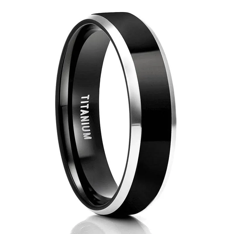 Black Cool Men's Titanium Wedding Band