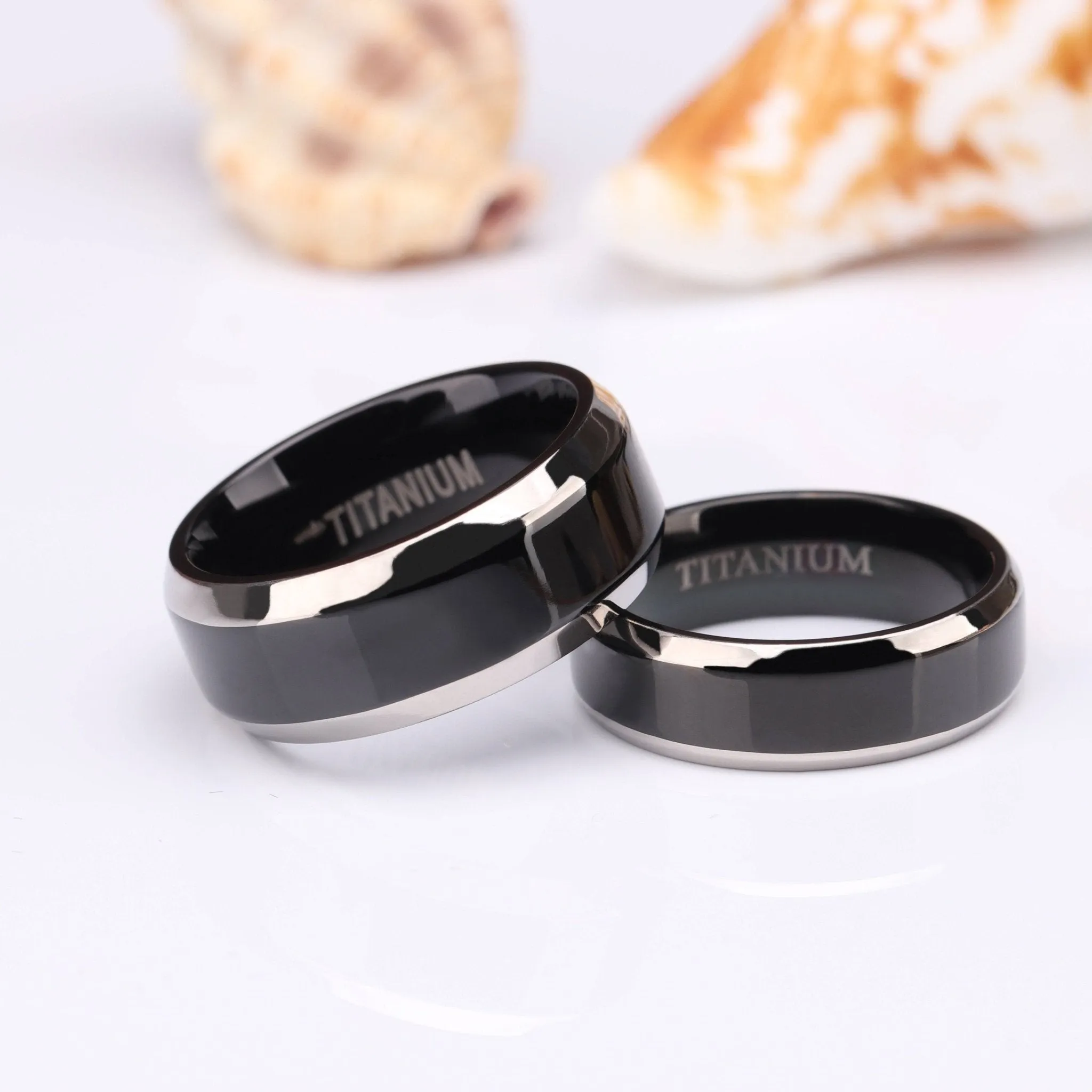 Black Cool Men's Titanium Wedding Band