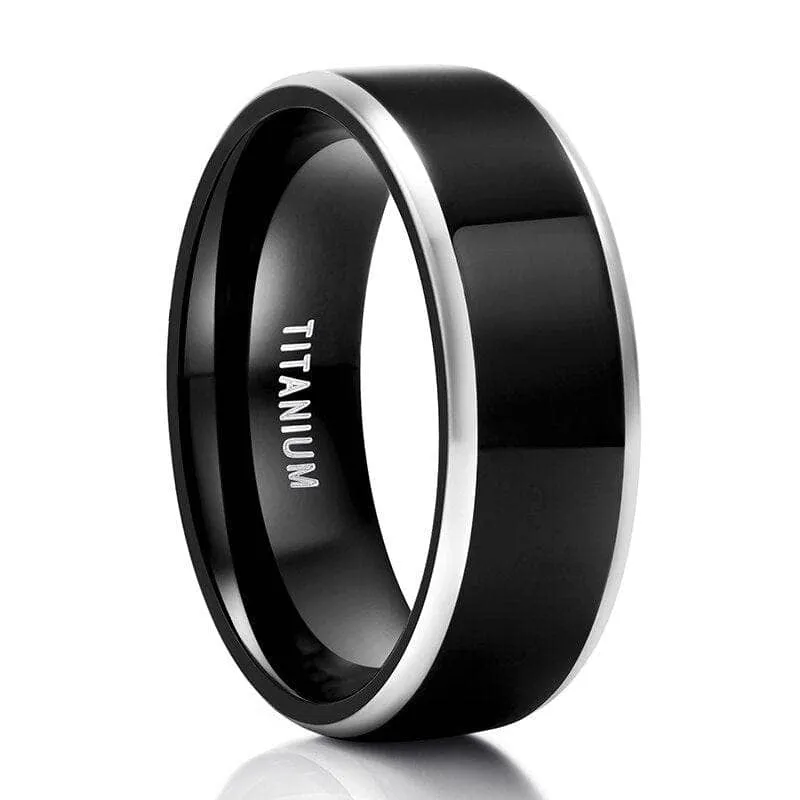 Black Cool Men's Titanium Wedding Band