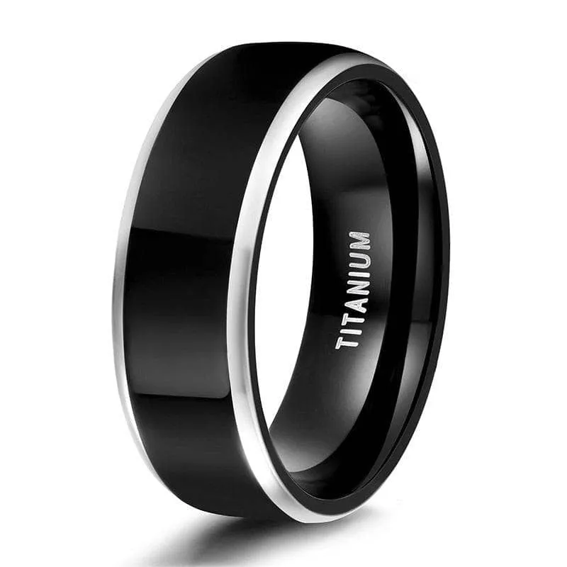 Black Cool Men's Titanium Wedding Band