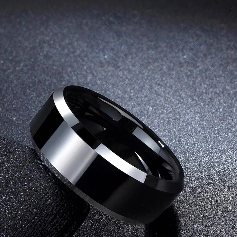 Black Cool Men's Titanium Wedding Band