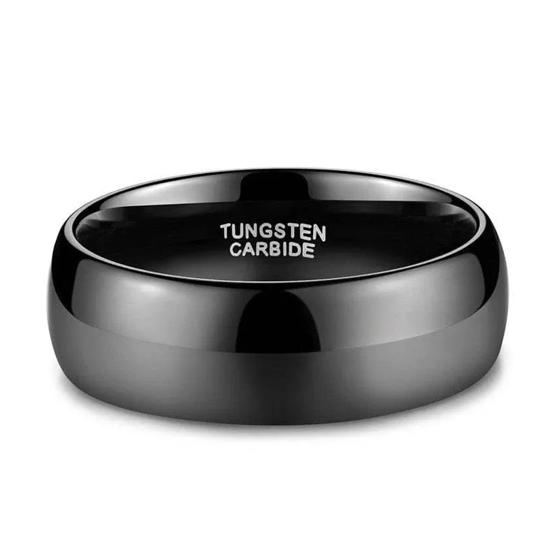 Black Dome Tungsten Carbide Men's Wedding Band