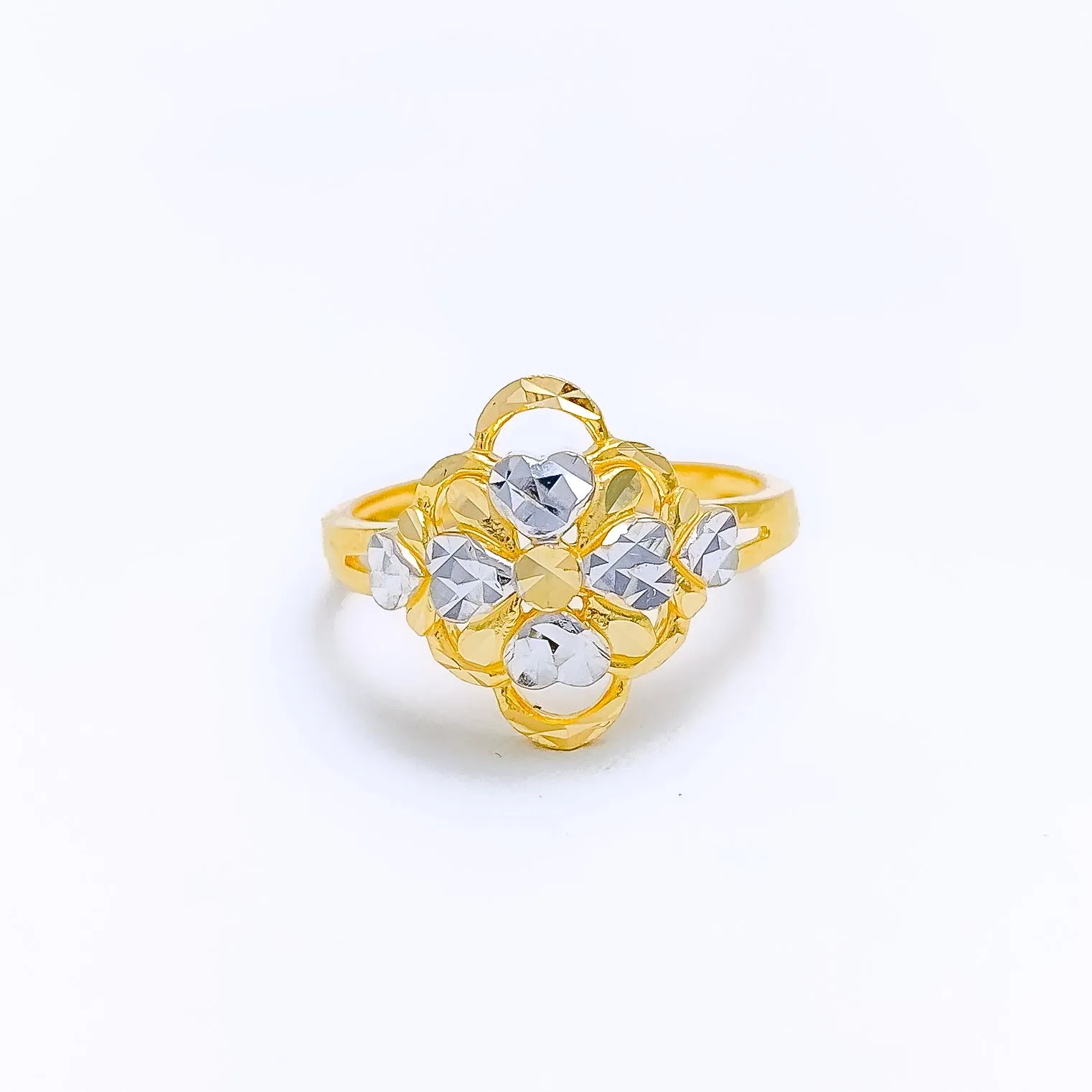 Blooming Floral Heart 22k Gold Ring