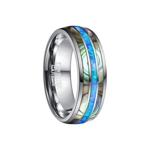 Blue Opal Men's Tungsten Carbide Wedding Band