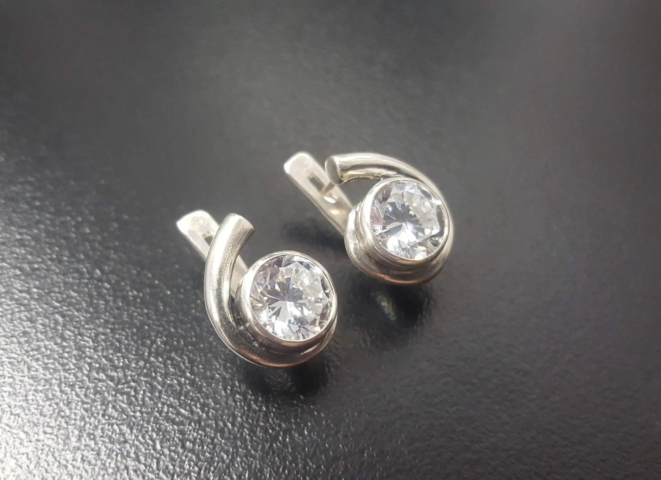 Brilliant Diamond Earrings - Sparkly Round Studs - Vintage Drop Earrings