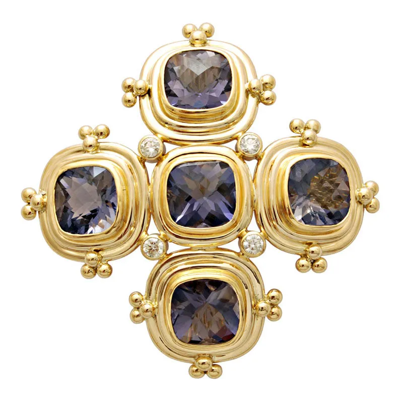 Brooch-Iolite and Diamond