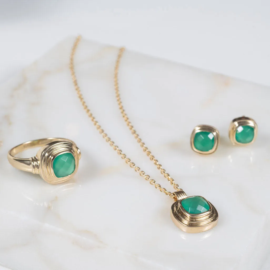 California Cushion Green Onyx Necklace