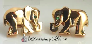 Cartier Elephant Stud Earrings in 18k Yellow Gold with Emeralds – Khandy Collection