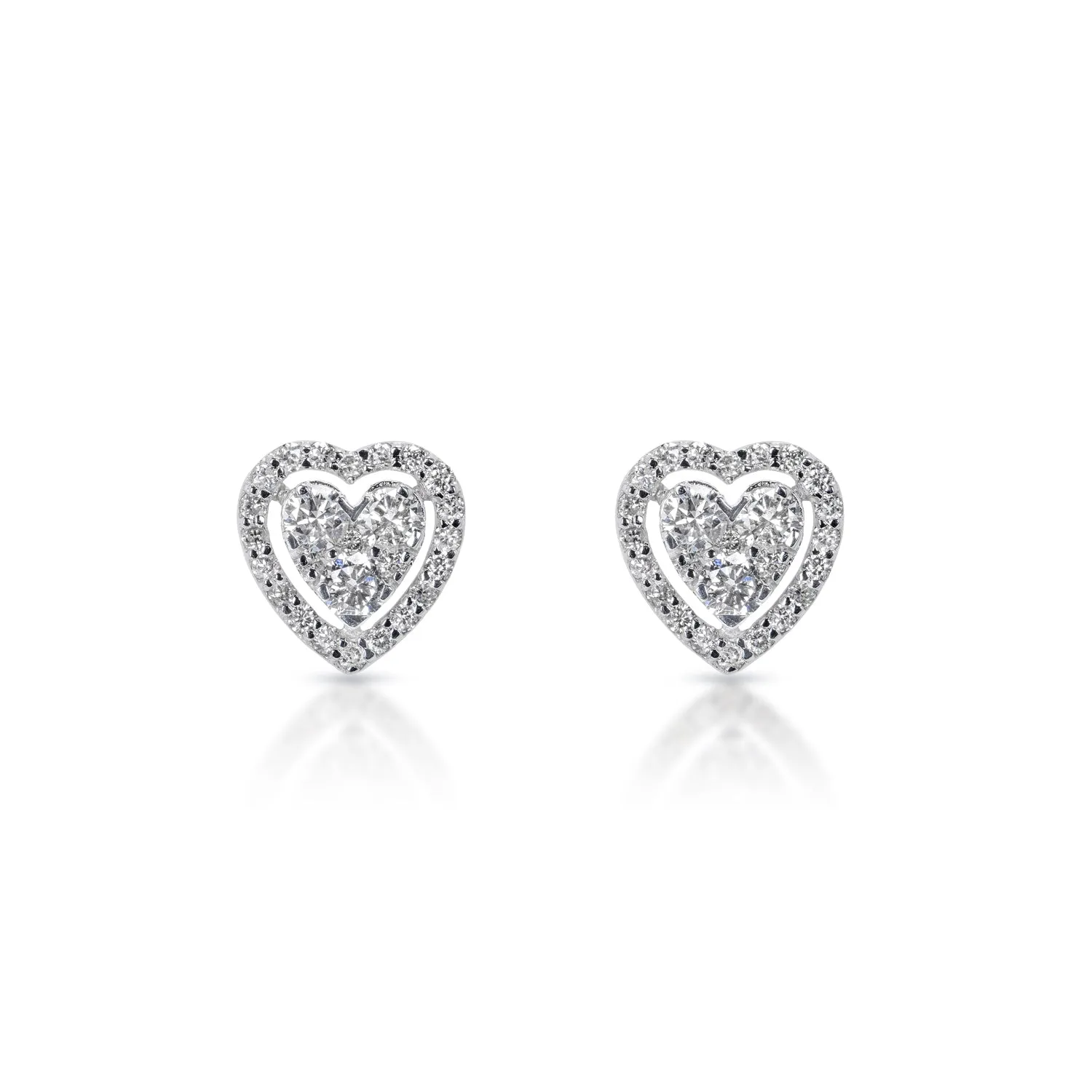 Charlie 0.76 Carat Round Brilliant Heart Diamond Stud Earrings in 14k White Gold