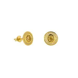 Citrene & White Topaz Stud Earrings in Yellow Gold Vermeil