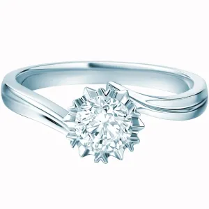 Created Diamond Ring Exquisite Six-petal Snowflake