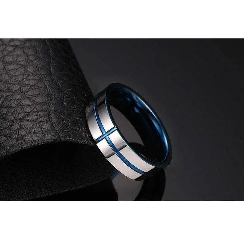 Cross Tank Men's Tungsten Carbide Wedding Band