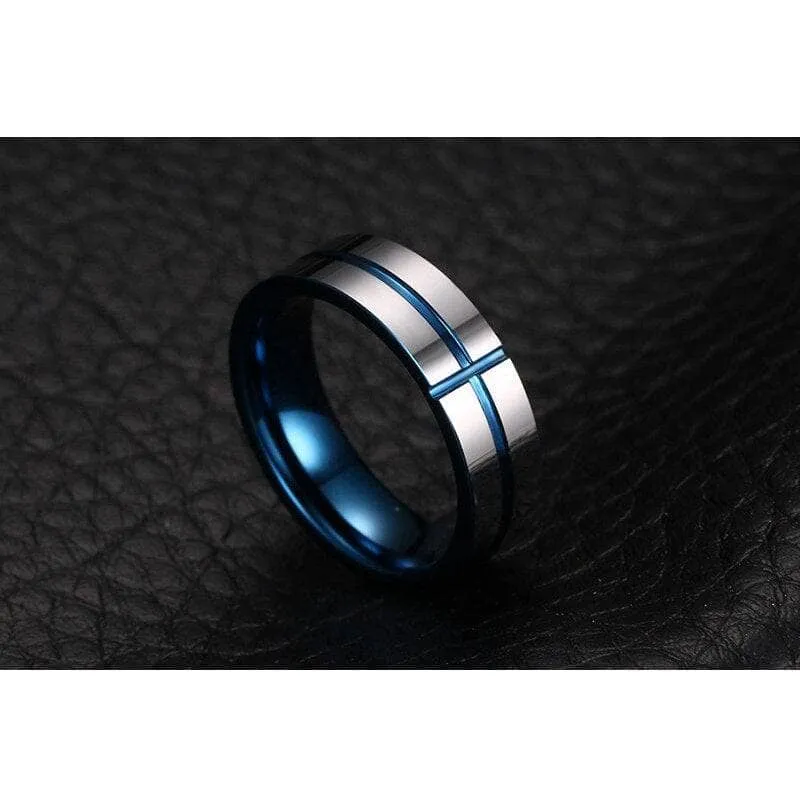 Cross Tank Men's Tungsten Carbide Wedding Band