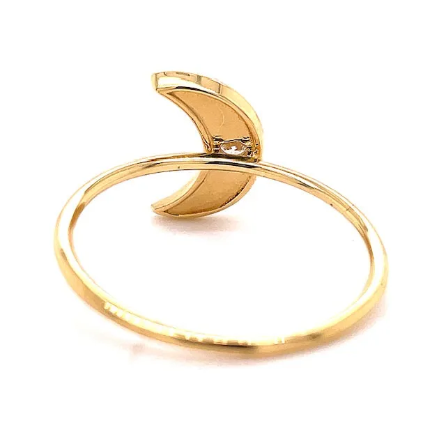 Diamond crescent moon ring