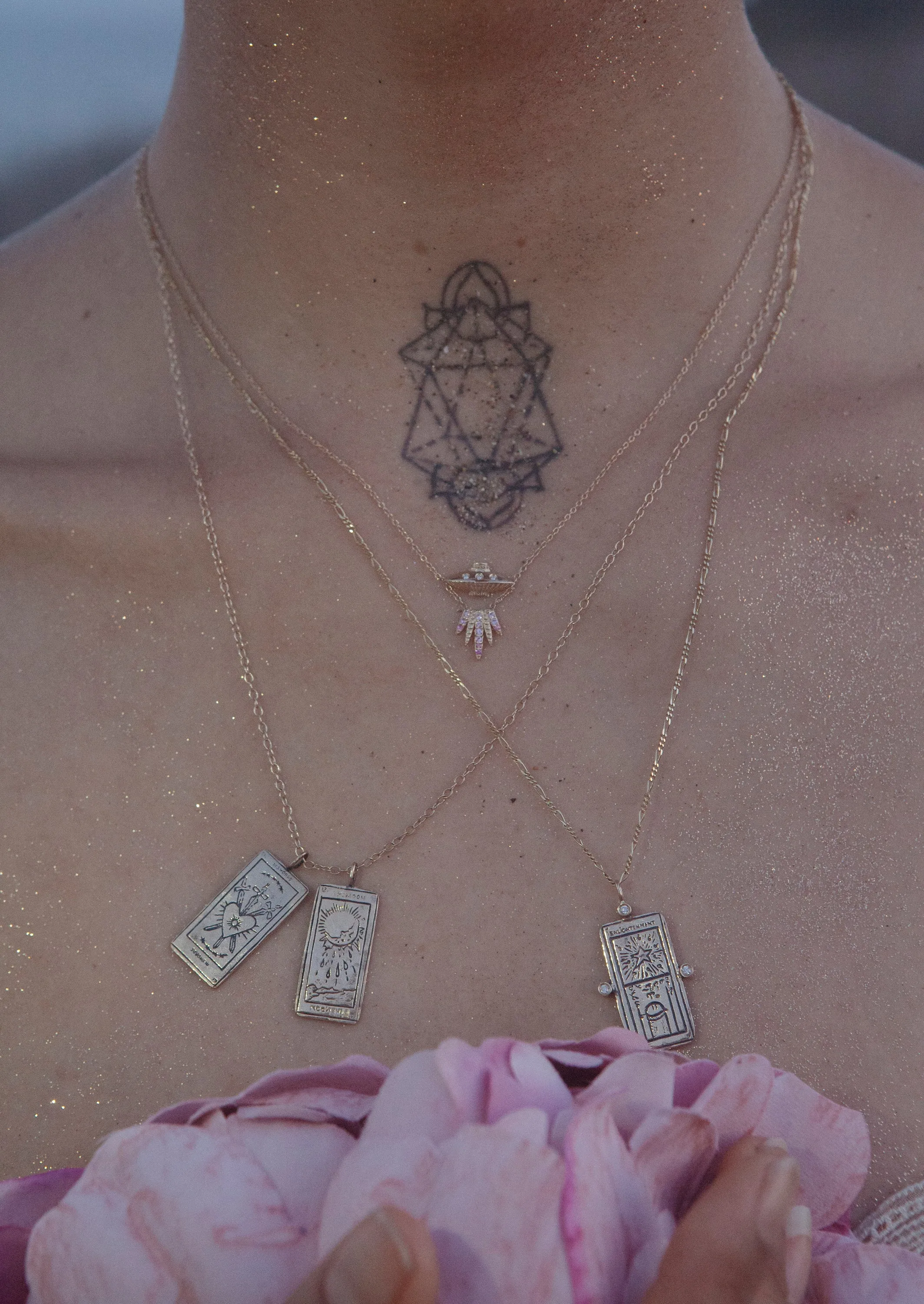 Diamond Enlightenment Tarot Card Necklace