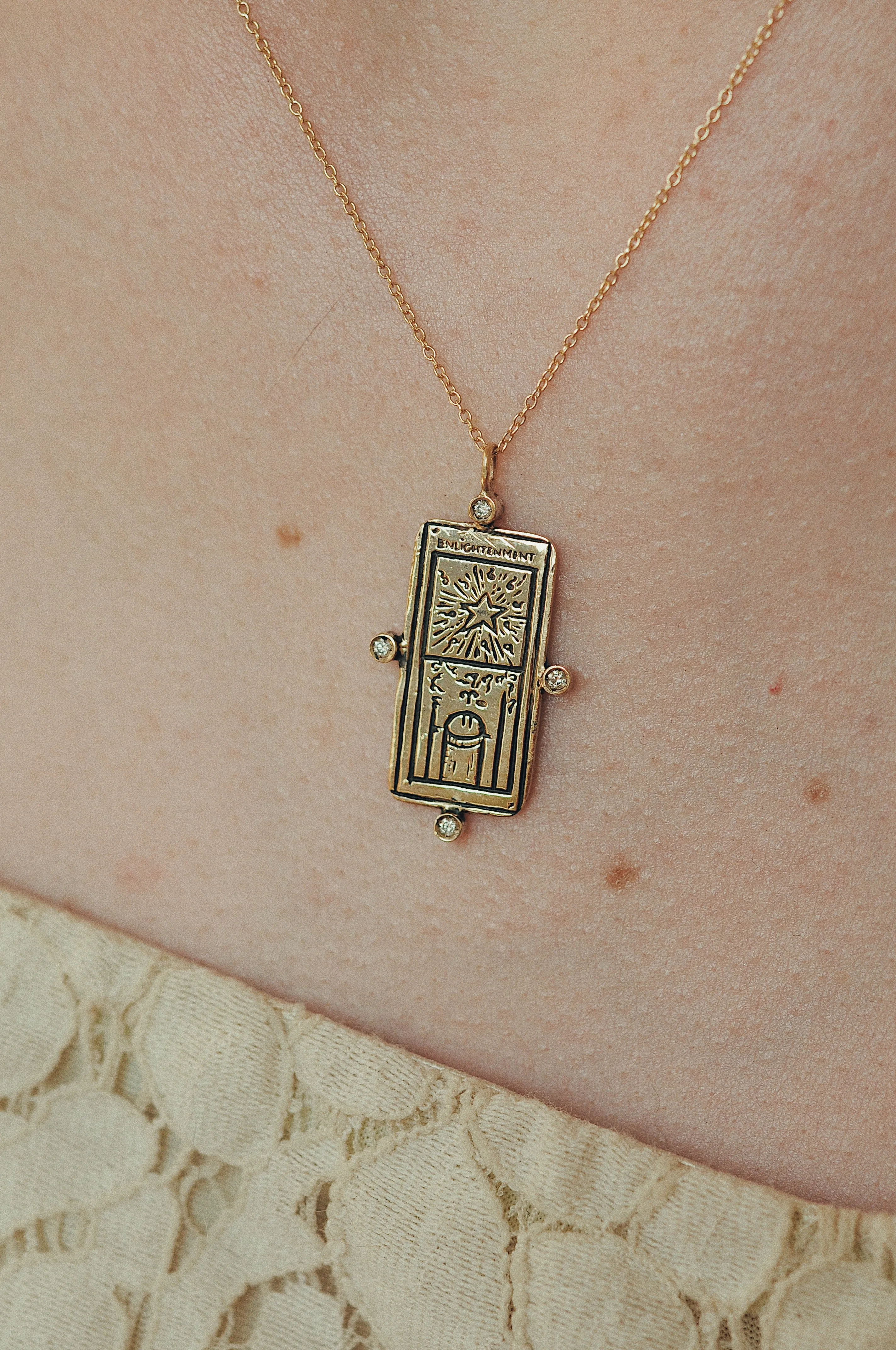 Diamond Enlightenment Tarot Card Necklace