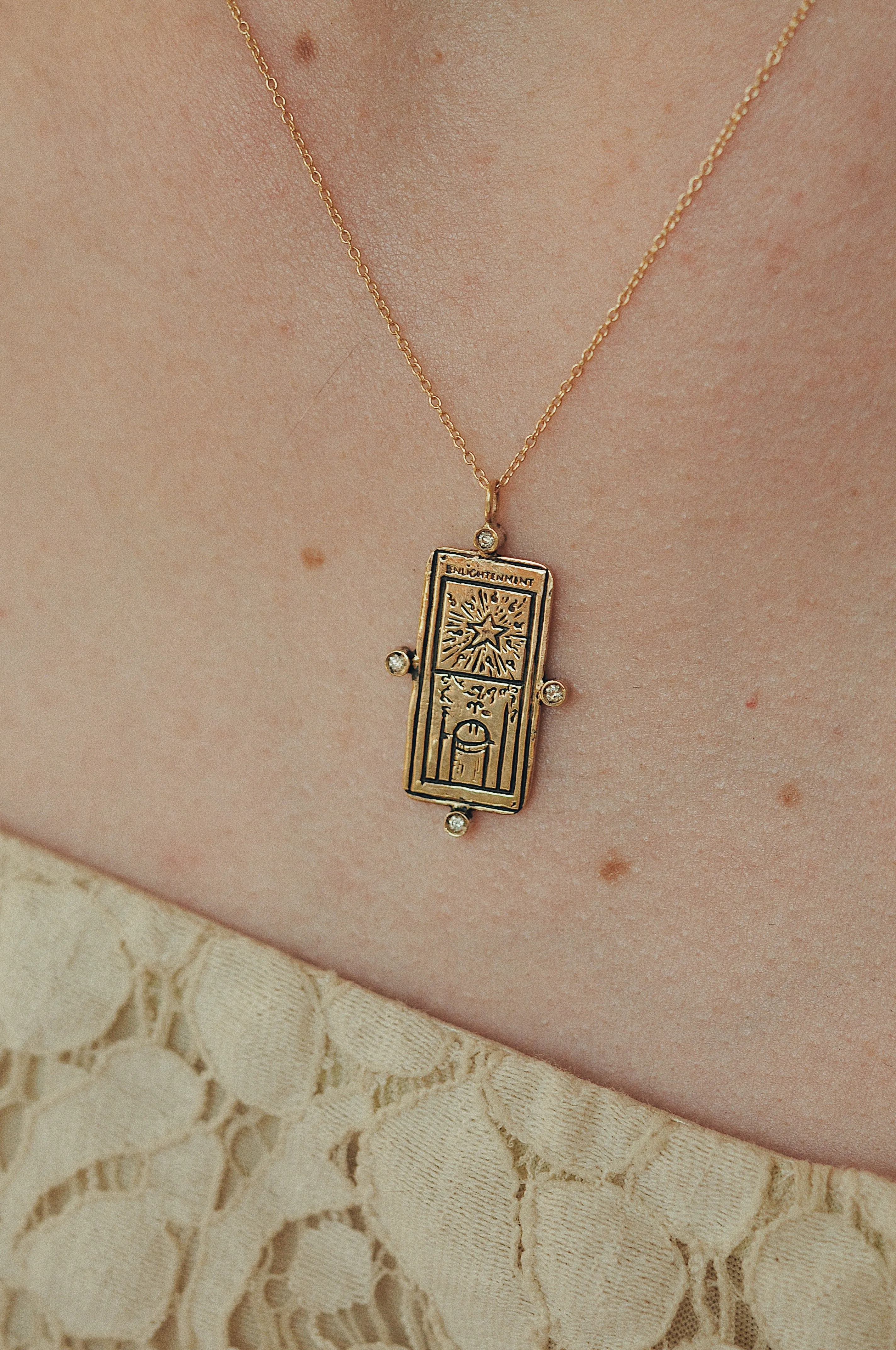 Diamond Enlightenment Tarot Card Necklace