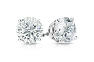 Earrings 1cts GIA Certified Natural Round Diamond Platinum Stud H Color SI2 Clarity