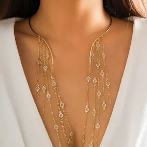 Eda Long Tassel Crystal Necklace