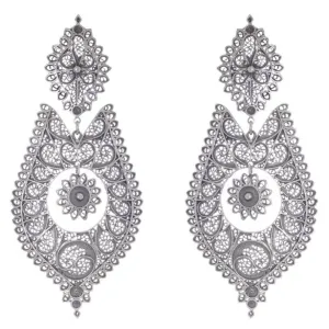 Elegantly Grand Sterling Silver Filigree Queen Earrings