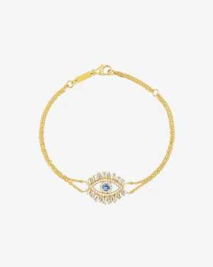 Evil Eye Midi Light Blue Sapphire Half Pavé Bracelet