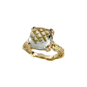 Fantasies Prasiolite Solitaire Ring in 18K yellow gold