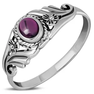 Flower Garnet Sterling Silver Stone Ring