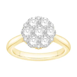 Flower Ring with 1.50ct of Laboratory Grown Diamonds in 9ct Yellow Gold