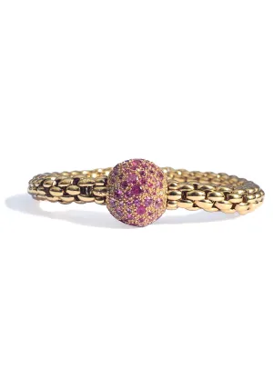 FOPE Flex'It 18KRG Diamond & Pink Sapphire Ball Bracelet