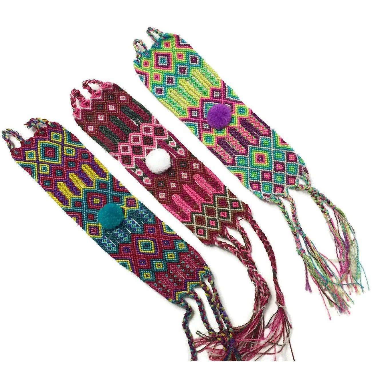 Friendship Woven Pom Pom Bracelet - Mexico