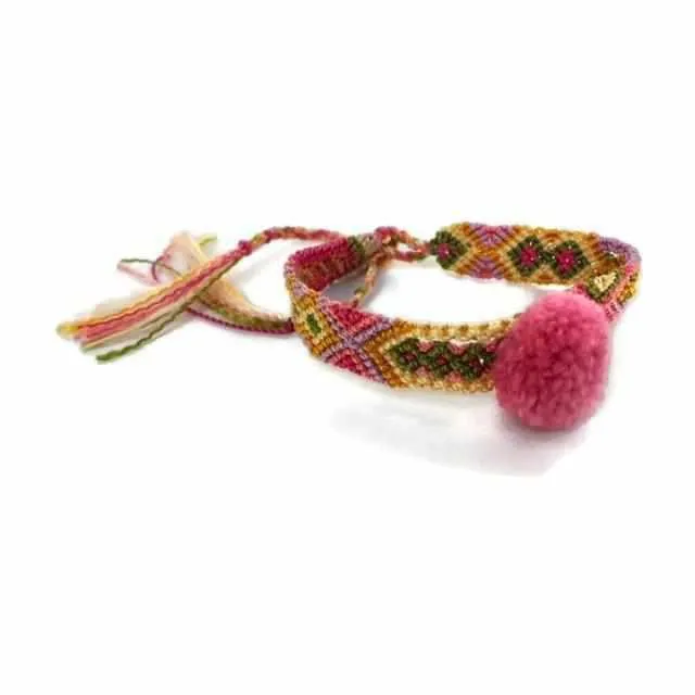 Friendship Woven Pom Pom Bracelet - Mexico