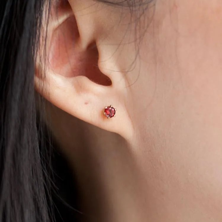 Garnet and Sterling Silver Stud Earrings