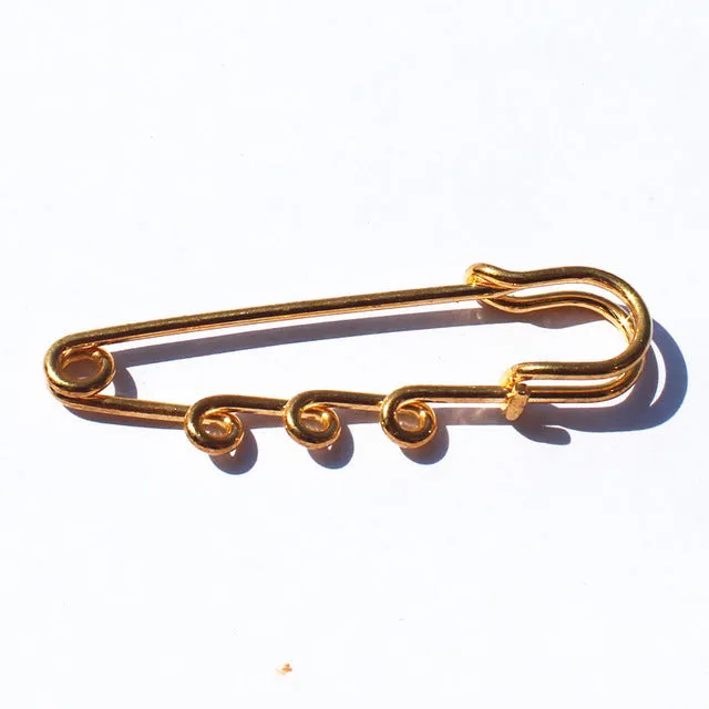 GHRQX 5PCS 50mm Brooches Pin  gold bronze rhodium 3 Holes Brooches Pin  DIY Jewelry Findings Parts jewelry accessories