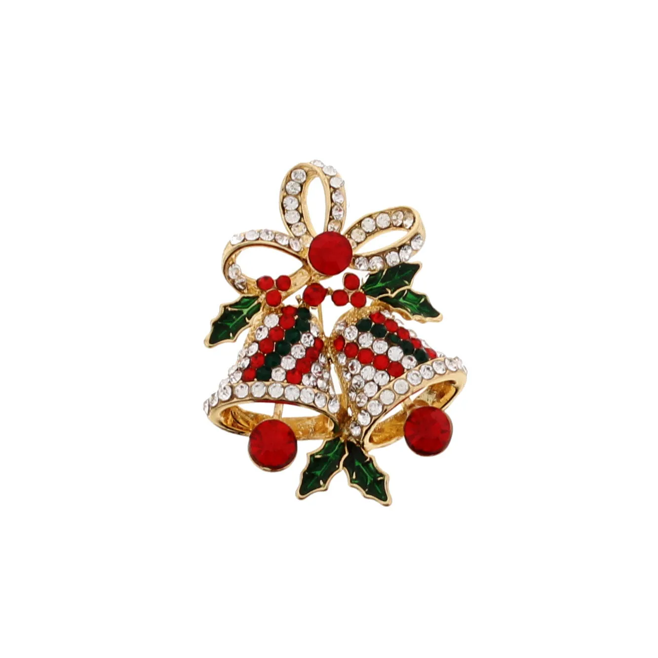 Gold Christmas Bells Brooch