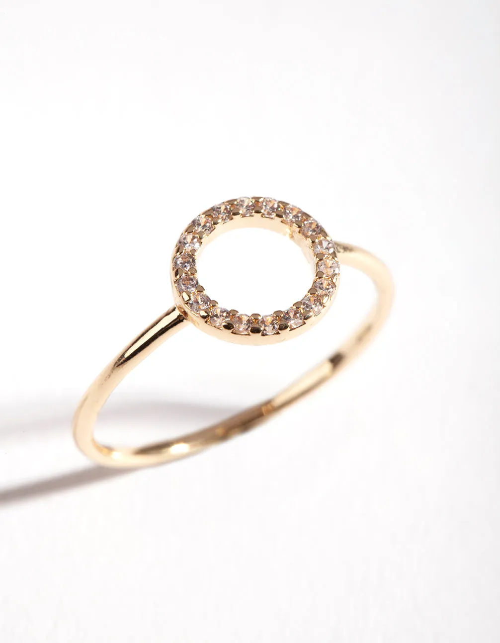 Gold Cubic Zirconia Open Circle Ring