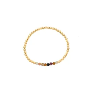 Gold Filled Multi Color Tourmaline Bead Stretch Bracelet by Dee Berkley