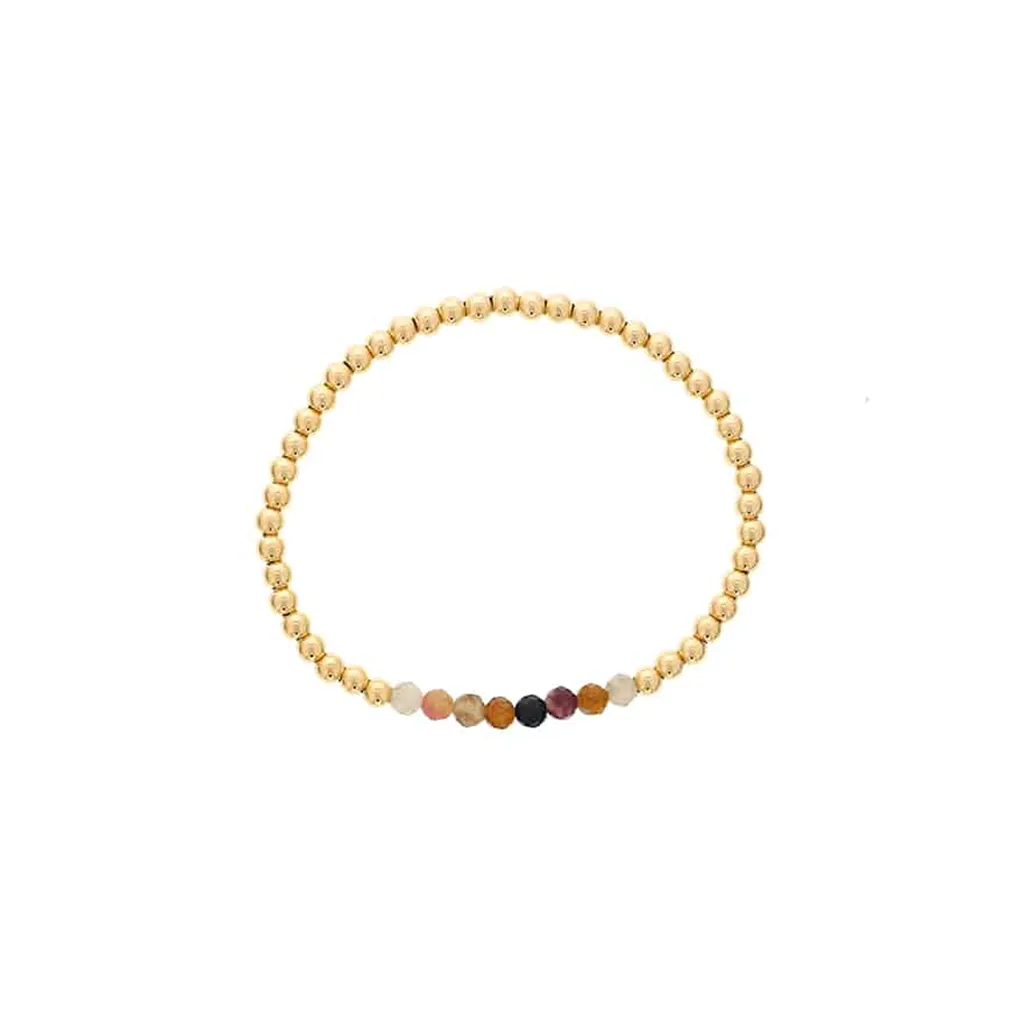 Gold Filled Multi Color Tourmaline Bead Stretch Bracelet by Dee Berkley