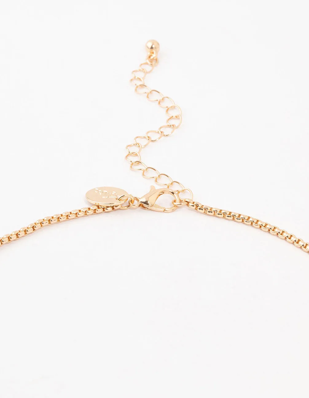 Gold Halo Red Diamante Y-Necklace