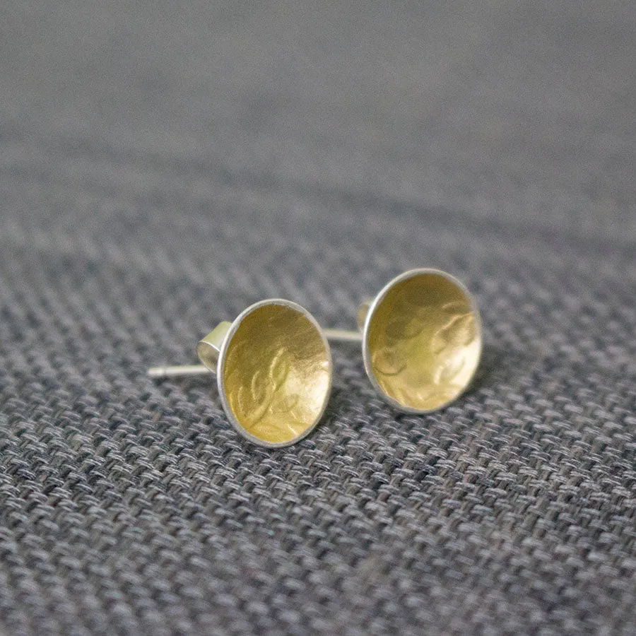 Golden Leaf Cup Stud Earrings