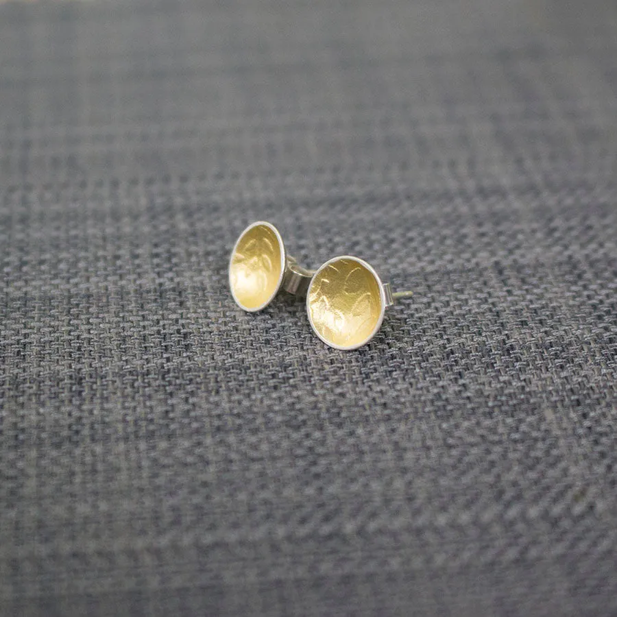 Golden Leaf Cup Stud Earrings