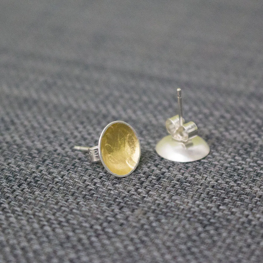 Golden Leaf Cup Stud Earrings