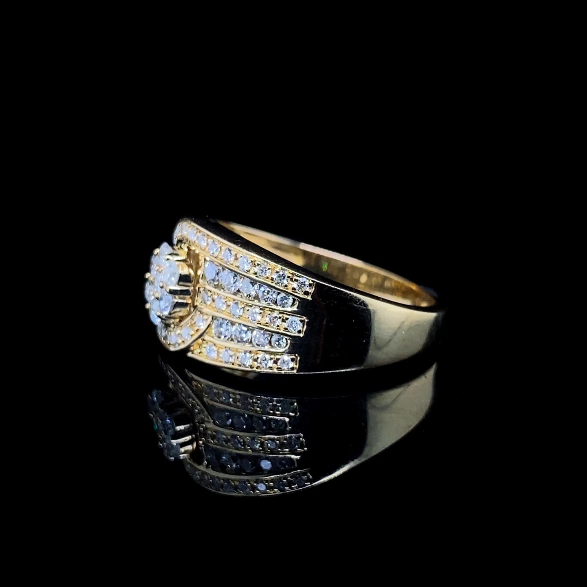 Golden Unisex Eternity Layered Diamond Ring 14kt