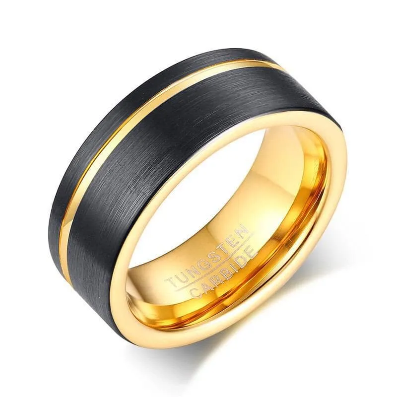 Groove Gold Men's Tungsten Wedding Band