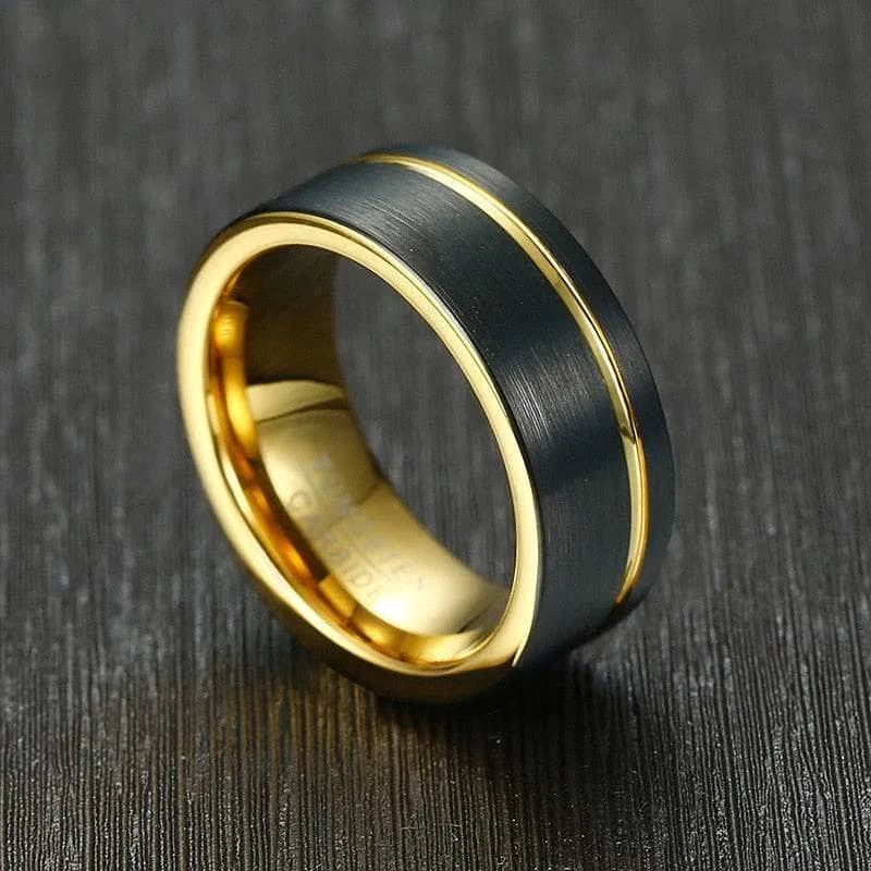 Groove Gold Men's Tungsten Wedding Band