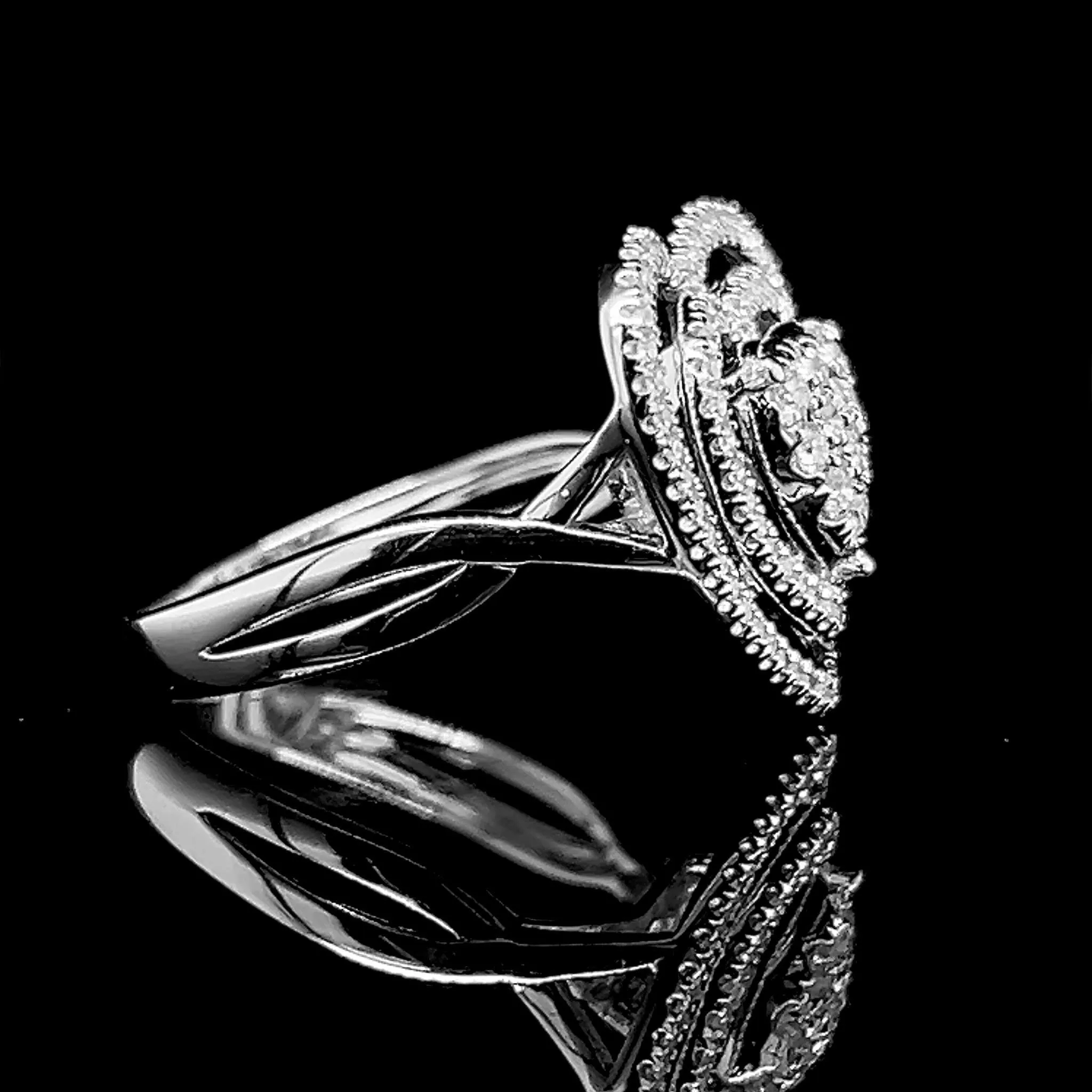 Heart Double Halo Diamond Ring 14kt