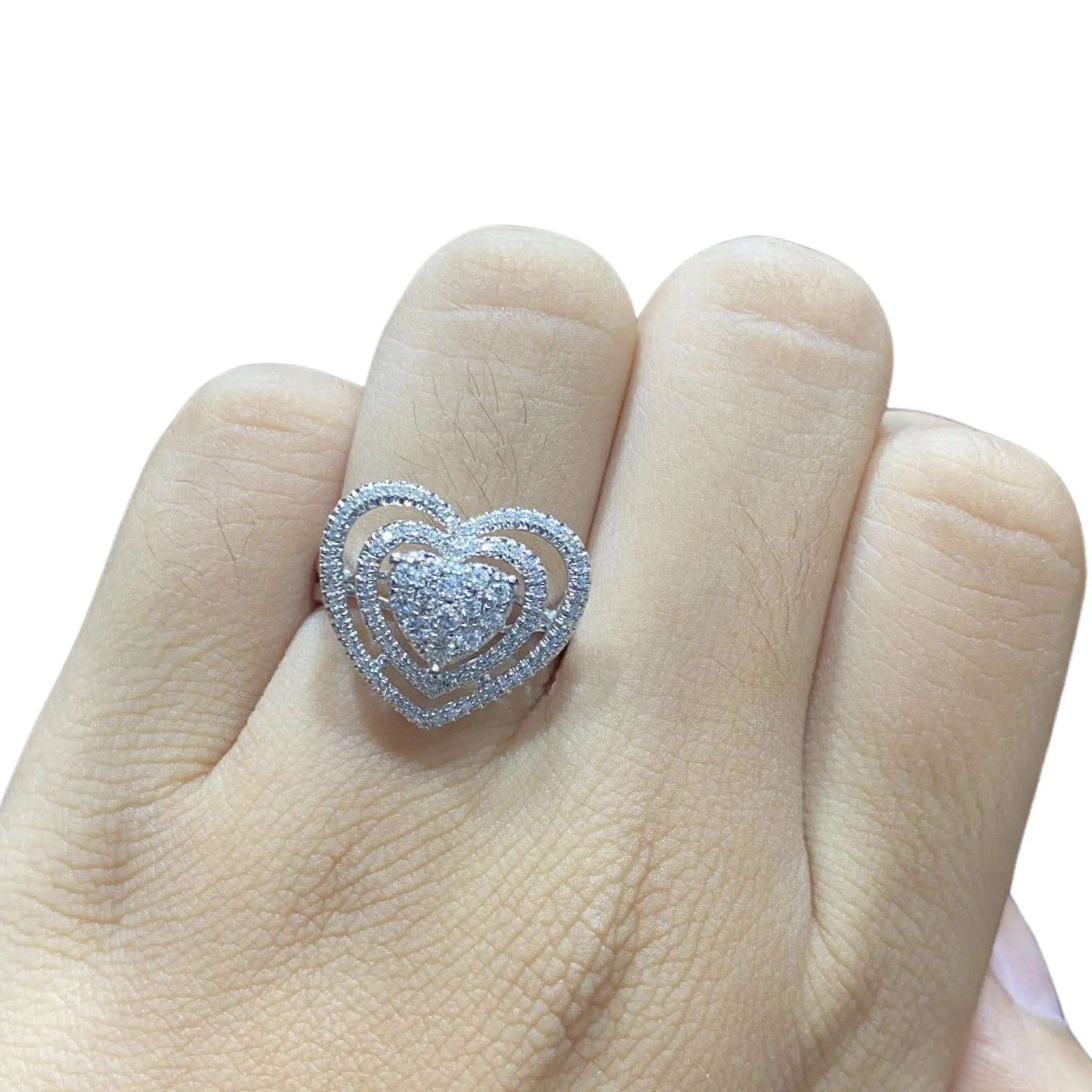 Heart Double Halo Diamond Ring 14kt