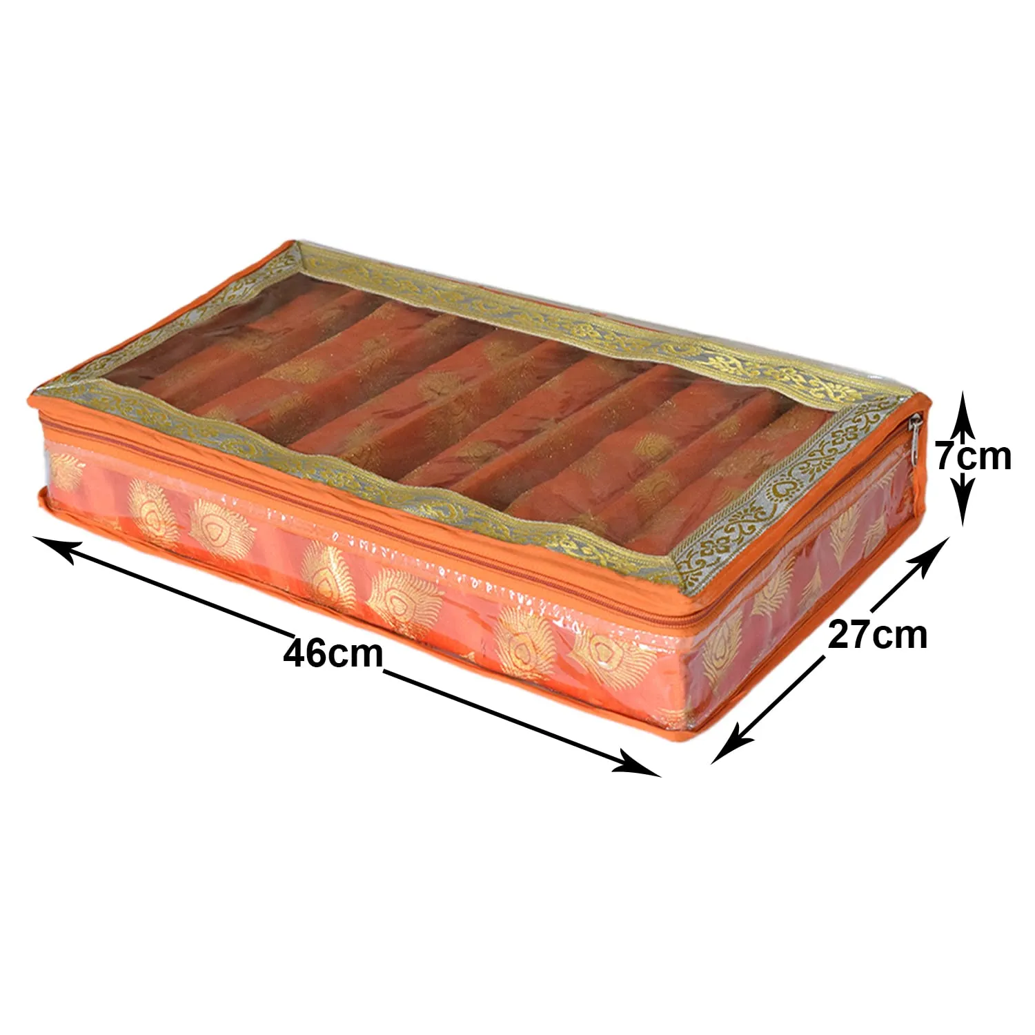 Heart Home Feather Design Laminated 6 Rod Box, Organizer For Bangle, Watches, Bracelets, Jewellery With Tranasparent Top (Orange)-47HH0166