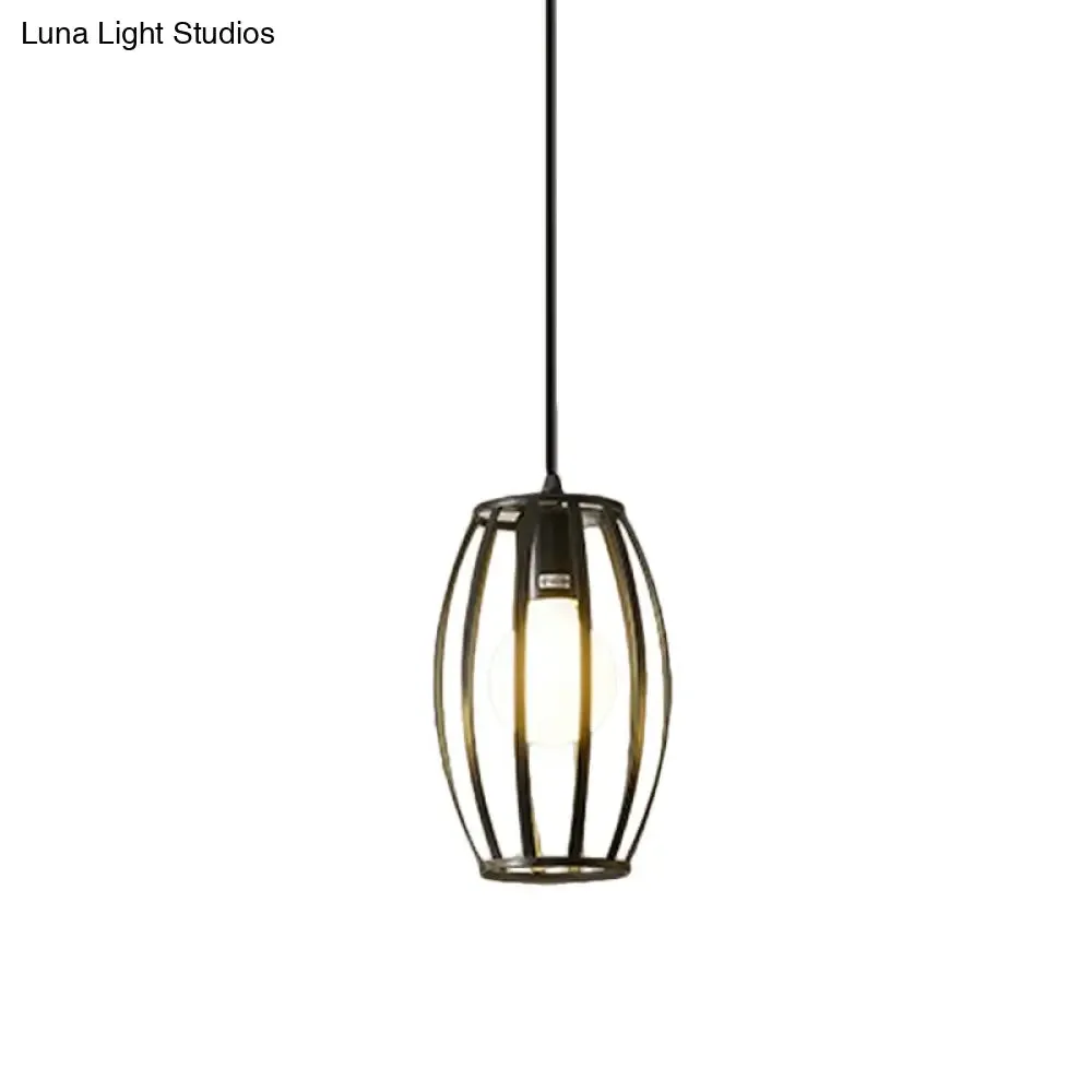 Iron Hanging Pendant Light with Black Industrial Design - Perfect for Dining Rooms or Suspended Over Tables